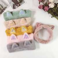 Wholesale Cotton Cute Rabbit Ear Spa Headband Face Wash Shower Make Up Hairband